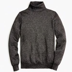 J. Crew Black Metallic Knit Turtleneck Sweater